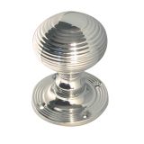 Reeded Mortice Door Knob, Polished Chrome (sold in pairs)