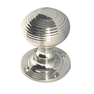 Reeded Mortice Door Knob, Polished Chrome (sold in pairs)