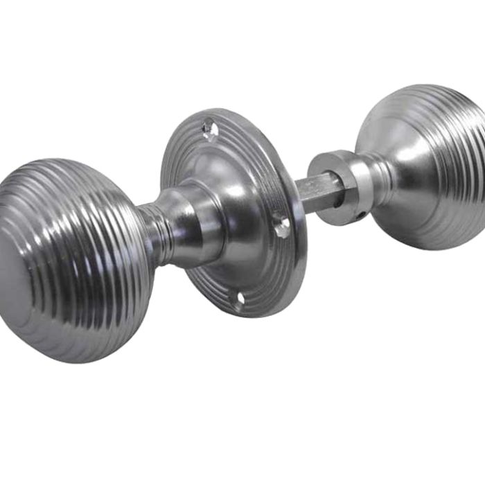 Reeded Rim Door Knob, Satin Chrome (sold in pairs)