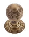 Hollow Reeded Mortice Door Knob, Antique Brass