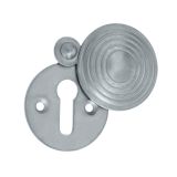 Standard Profile Reeded Covered Escutcheon, Satin Chrome