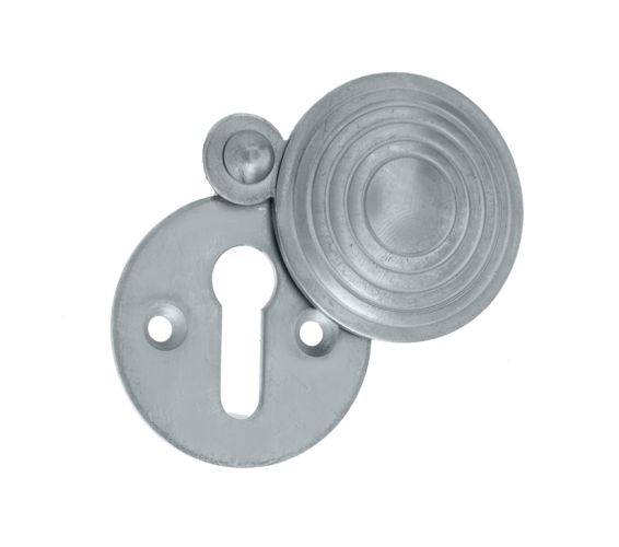 Standard Profile Reeded Covered Escutcheon, Satin Chrome