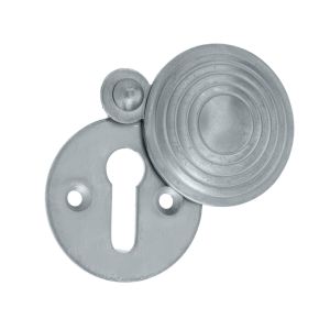 Standard Profile Reeded Covered Escutcheon, Satin Chrome