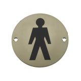 Male Pictogram Sign (75mm Diameter), Satin Stainless Steel