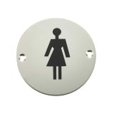 Female Pictogram Sign (75mm Diameter), Polished Stainless Steel