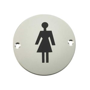Female Pictogram Sign (75mm Diameter), Polished Stainless Steel