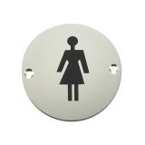 Female Pictogram Sign (75mm Diameter), Satin Aluminium
