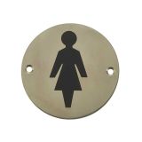 Female Pictogram Sign (75mm Diameter), Satin Stainless Steel