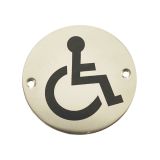 Disability Pictogram Sign (75mm Diameter), Polished Stainless Steel