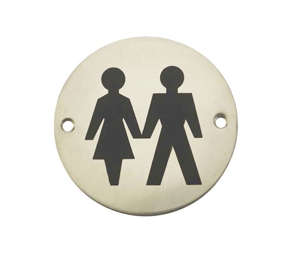 Unisex Pictogram Sign (75mm Diameter), Polished Stainless Steel