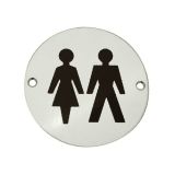 Unisex Pictogram Sign (75mm Diameter), Satin Aluminium