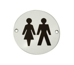 Unisex Pictogram Sign (75mm Diameter), Satin Aluminium