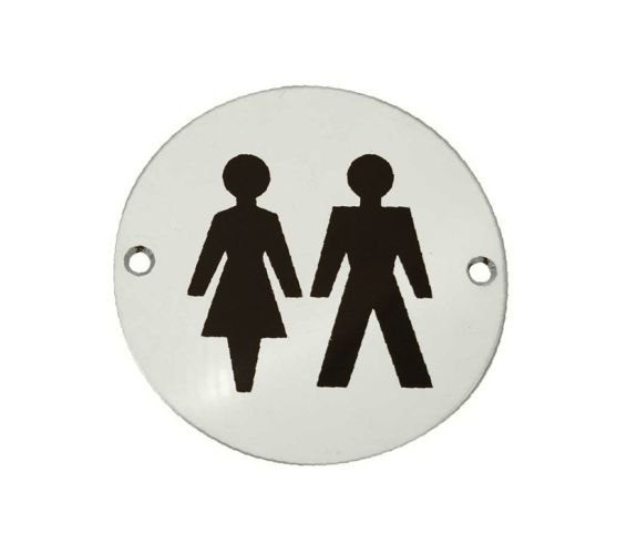 Unisex Pictogram Sign (75mm Diameter), Satin Aluminium