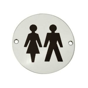 Unisex Pictogram Sign (75mm Diameter), Satin Aluminium