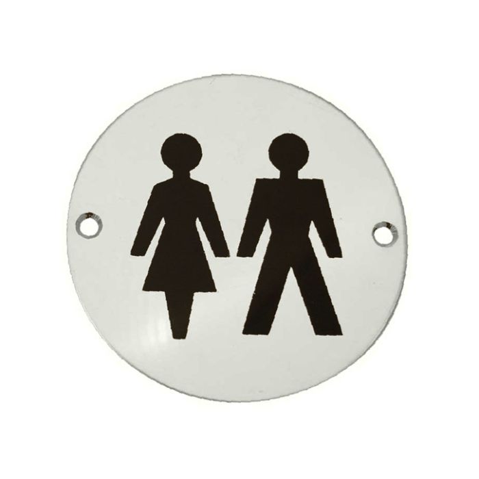 Unisex Pictogram Sign (75mm Diameter), Satin Aluminium