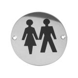 Unisex Pictogram Sign (75mm Diameter), Satin Stainless Steel