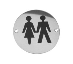Unisex Pictogram Sign (75mm Diameter), Satin Stainless Steel