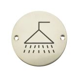 Shower Pictogram Sign (75mm Diameter), Polished Stainless Steel