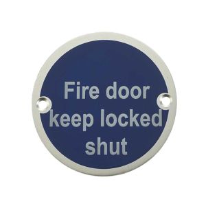 Fire Door Keep Locked Shut (75mm Diameter), Satin Aluminium