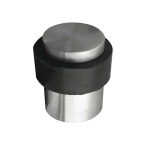 Cylinder Floor Mounted Door Stop (30mm x 40mm), Satin Stainless Steel