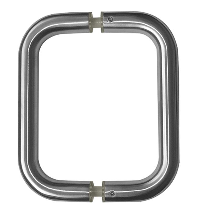 D Shaped Pull Handles (19mm or 22mm Bar Diameter) Back To Back Fixing, Satin Stainless Steel (sold in pairs)