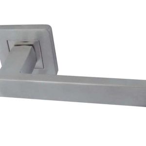 Sirius Door Handles On Square Rose, Satin Stainless Steel (sold in pairs)