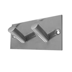 Double Robe Hook On Backplate, Satin Stainless Steel