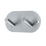 Double Robe Hook On Rounded Backplate, Satin Stainless Steel