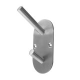 Hat & Coat Hook On Rounded Backplate, Satin Stainless Steel