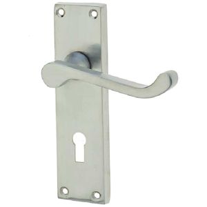 Victorian Scroll Lever Door Handles On Backplate – Satin Chrome Finish