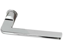 Reguitti Magro Door Handles On Minimal Round Rose, Polished Chrome (sold in pairs)