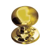 Contract Mushroom Mortice Door Knob (54mm Rose Diameter), Polished Brass (sold in pairs)