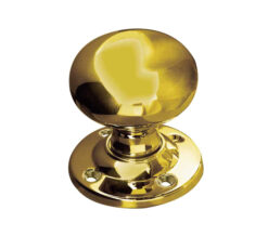 Contract Mushroom Mortice Door Knob (54mm Rose Diameter), Polished Brass (sold in pairs)