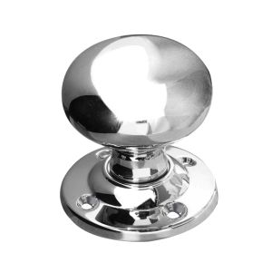 Contract Mushroom Mortice Door Knob (54mm Rose Diameter), Polished (sold in pairs) Chrome