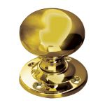 Contract Mushroom Mortice Door Knob (64mm Rose Diameter), Polished Brass (sold in pairs)