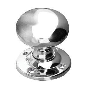 Contract Mushroom Mortice Door Knob (64mm Rose Diameter), Polished (sold in pairs) Chrome