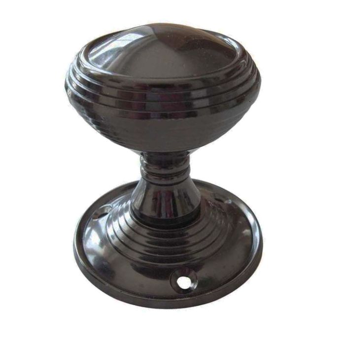 Lined Mortice Door Knob, Polished Black Nickel (sold in pairs)