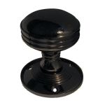 Ringed Mortice Door Knob, Polished Black Nickel (sold in pairs)