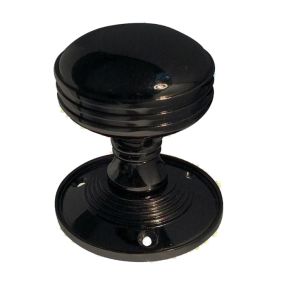 Ringed Mortice Door Knob, Polished Black Nickel (sold in pairs)