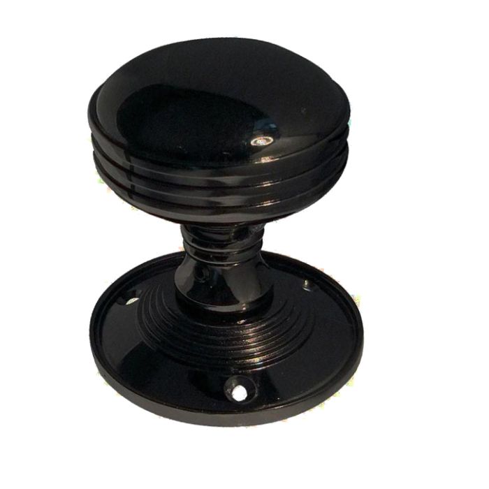 Ringed Mortice Door Knob, Polished Black Nickel (sold in pairs)