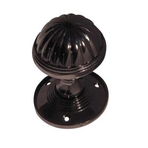 Fluted Mortice Door Knob, Polished Black Nickel (sold in pairs)