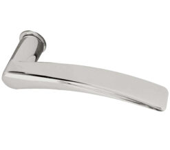 Reguitti Collina Door Handles On Minimal Round Rose, Polished Chrome  (sold in pairs)