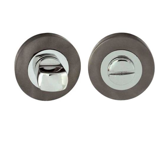 Bathroom Turn & Release (50mm x 10mm), Dual Finish Polished Chrome & Black Nickel
