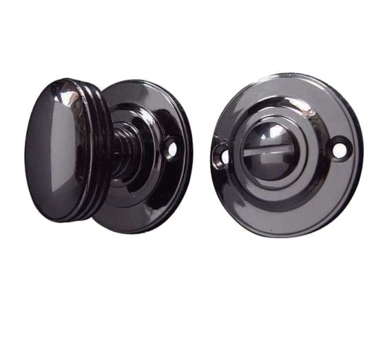 Round Bathroom Turn & Release (40mm Diameter), Polished Black Nickel