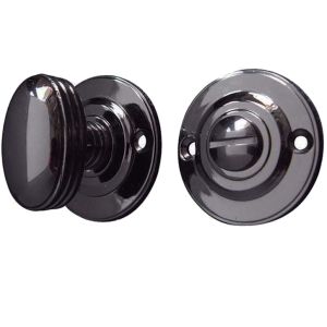 Round Bathroom Turn & Release (40mm Diameter), Polished Black Nickel
