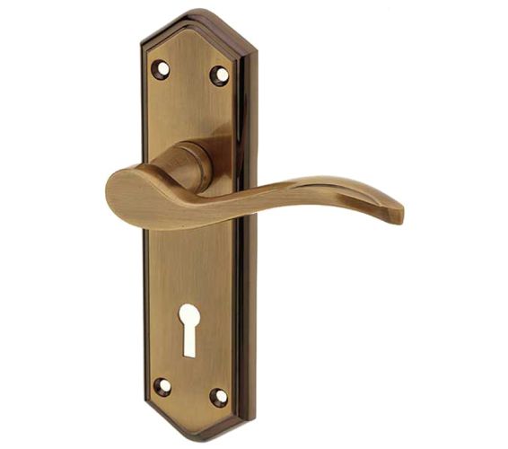 Paris Door Handles On Backplate, Antique Bronze – JV280AB (sold in pairs)