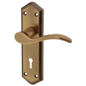 Paris Door Handles On Backplate, Antique Bronze – JV280AB (sold in pairs)