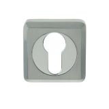Euro Profile Square Escutcheon, Dual Finish Polished Chrome & Satin Chrome