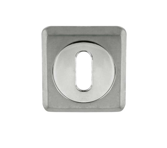 Standard Profile Square Escutcheon, Dual Finish Polished Chrome & Satin Chrome