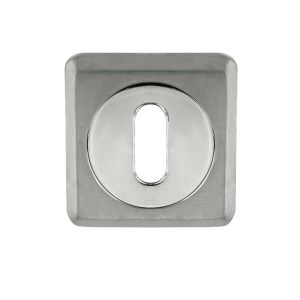 Standard Profile Square Escutcheon, Dual Finish Polished Chrome & Satin Chrome
